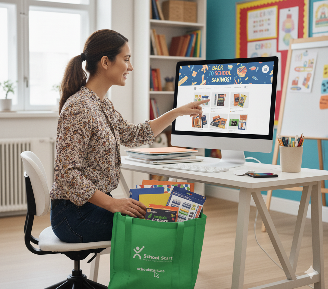 Teacher shopping for classroom supplies