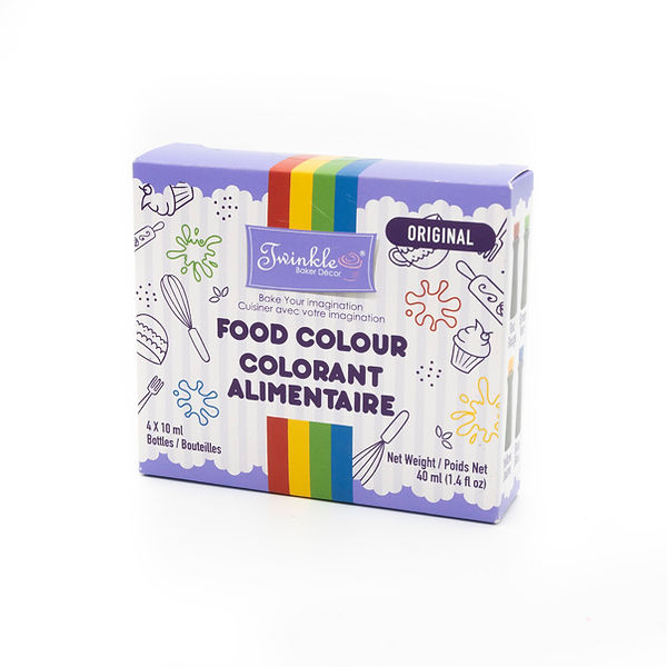 Food Colouring 4 Pack (7ml each: Red, Blue, Green, Yellow)