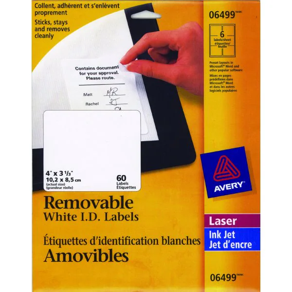 Avery ID Labels (4" x 3 1/3") - 60 Labels / 10 Sheets - Image 1