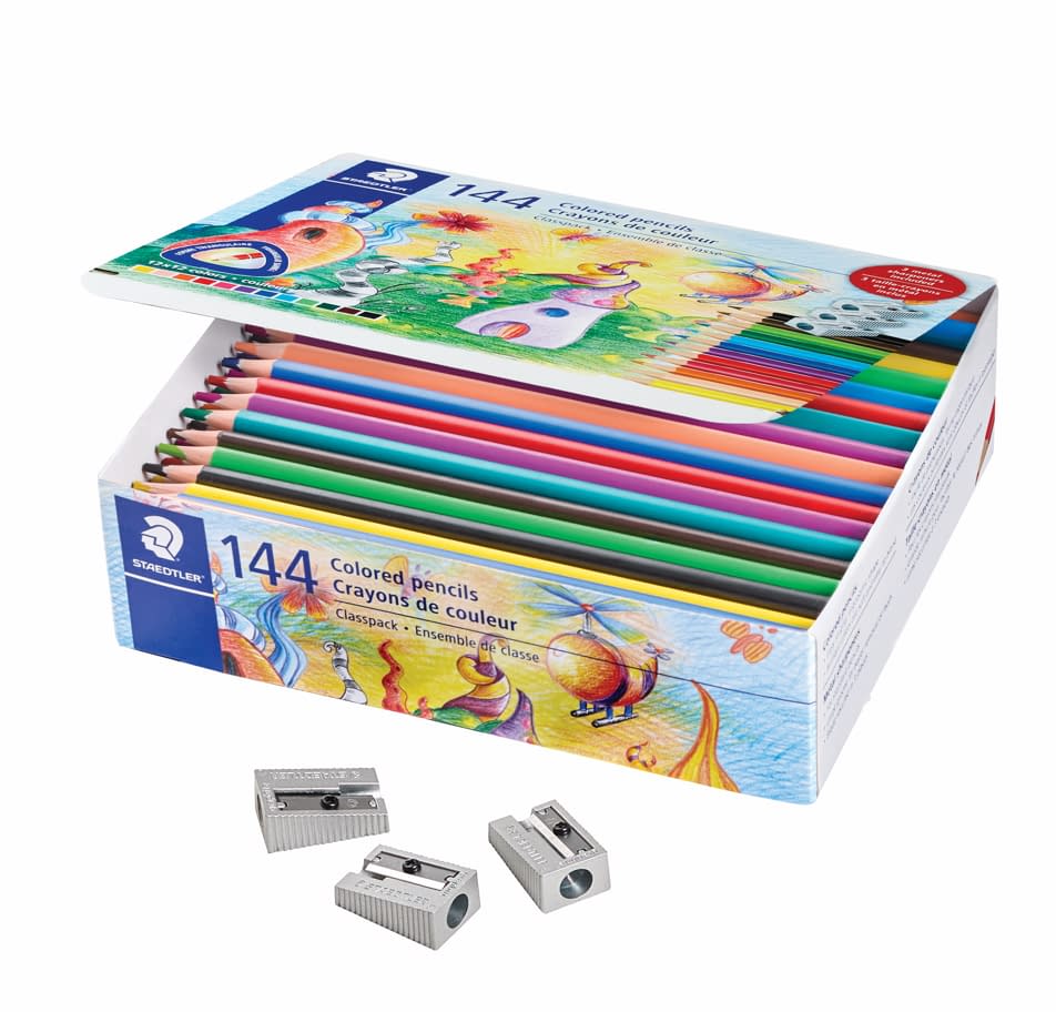 Staedtler Triangular Coloured Pencils (12 x 12 colours pre-sharpened) - 144 pack - Image 1